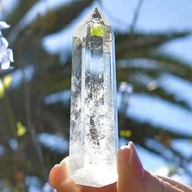 白水晶柱 白水晶单尖棱柱白水晶原石打磨六棱柱 水晶摆件东海水晶