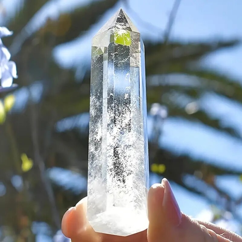 White Crystal Column White Crystal Single Pointe Prism White Crystal Raw Stone Polished Six Prism Crystal Ornaments East China Sea Crystal