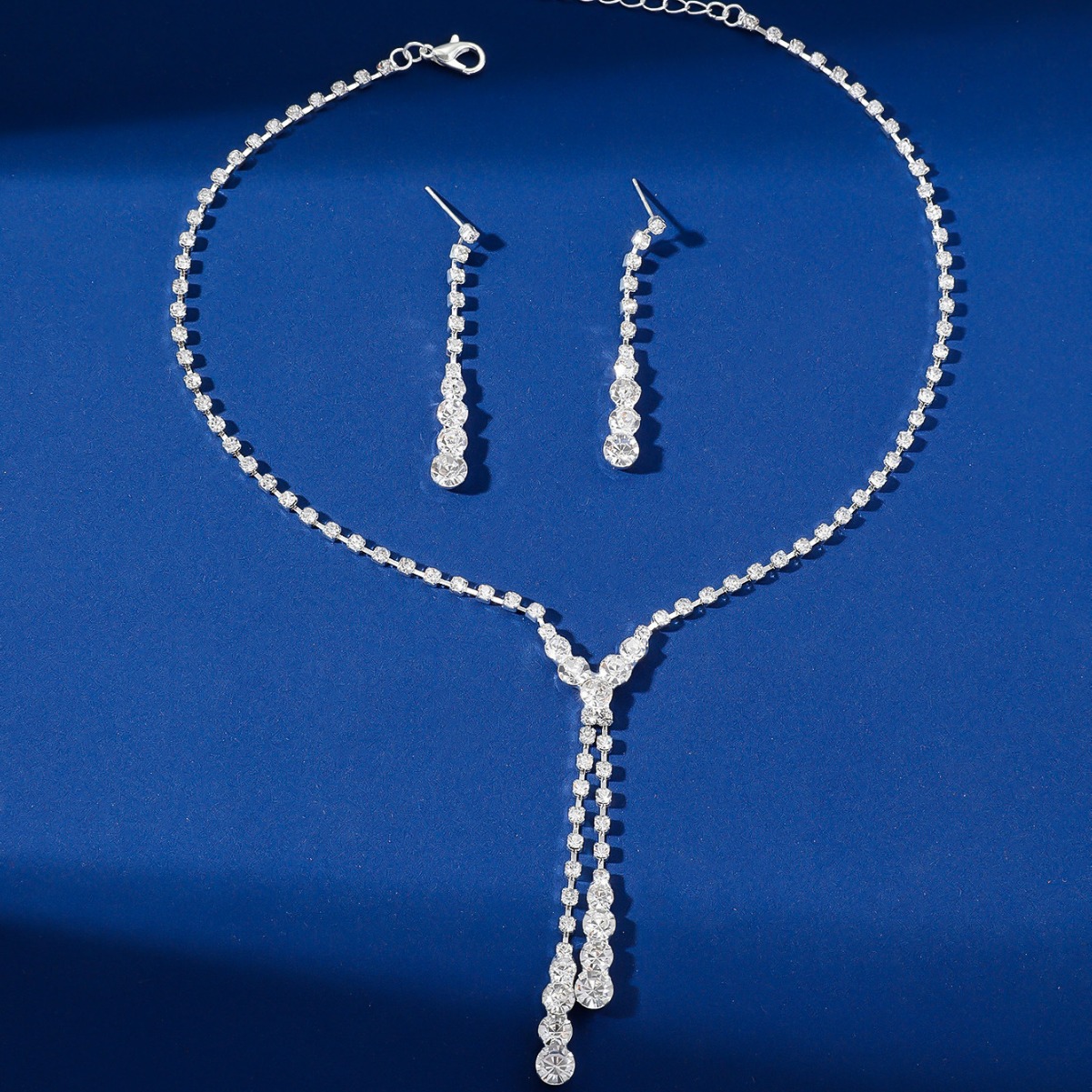 hot selling bridal necklace set necklace earrings grab chain rhinestone jewelry banquet party jewelry set accessories_voghion.com