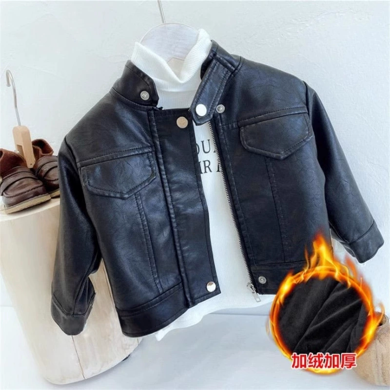 Short Autumn Faux-Leather Jacket, Unisex, Cropped Polyurethane Style