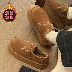 Bergen Cotton Shoes Women Winter Fleece Outerwear 2025 New Model One-Piece Thick Sole Height Big Bread Shoes Snow Boots