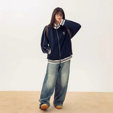 外套女春秋美式棒球服立领休闲宽松卫衣开衫情侣装学院风夹克上衣