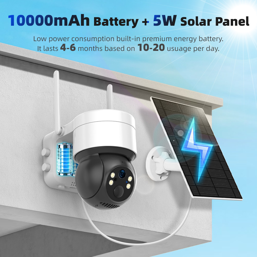 Tuya Tuya Low Power Consumption Surveillance Camera Wifi Solar Battery Ball Machine Outdoor Automatic Tracking Camera