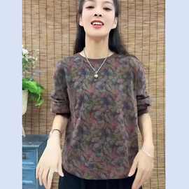 德绒新款洋气圆领保暖长袖卫衣2025秋冬宽松套头休闲上衣女 批发