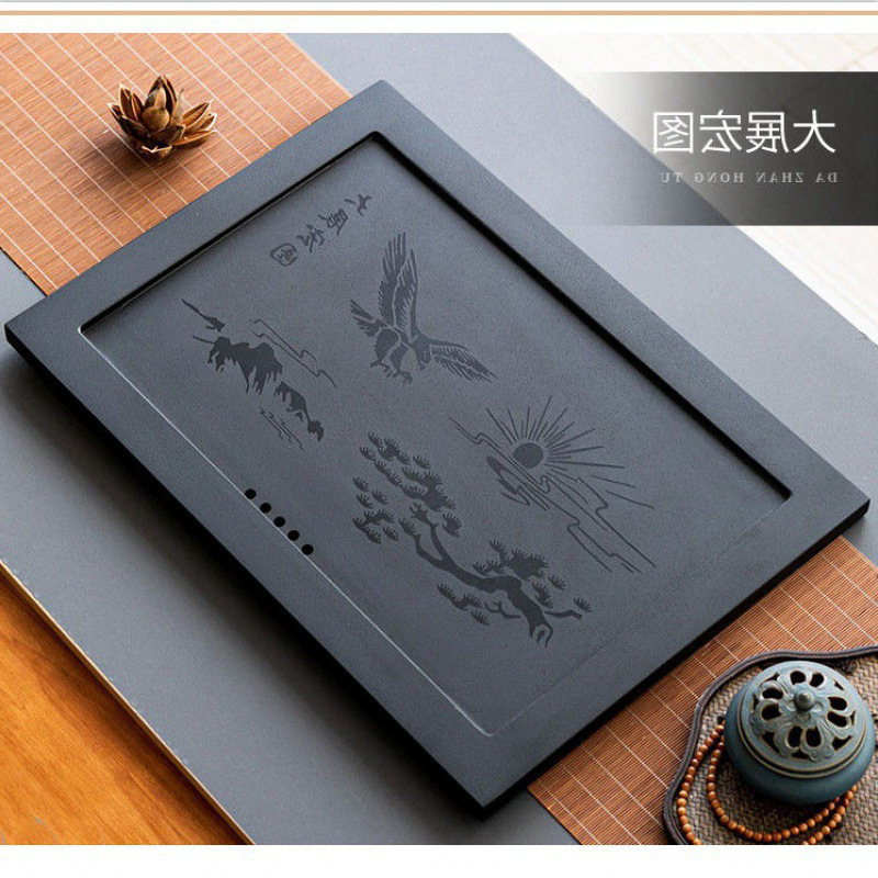 乌金石茶盘一体式内嵌入式茶台尺寸桌面空位面板家用茶桌配件盖板