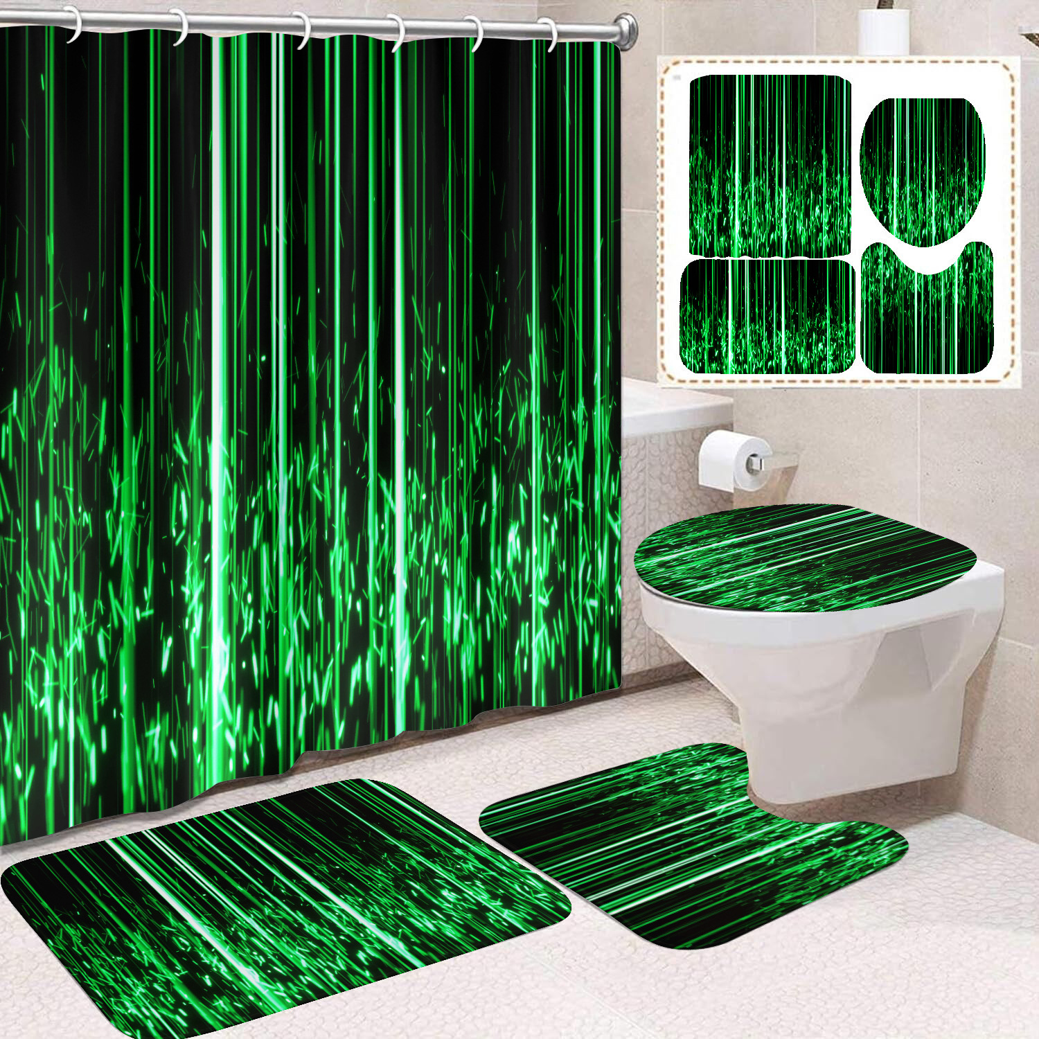 Transfronterizo Amazon cortina de ducha de color degradado cortina de baño letra patrón de mariposa cortina de ducha impermeable y a prueba de moho image 14