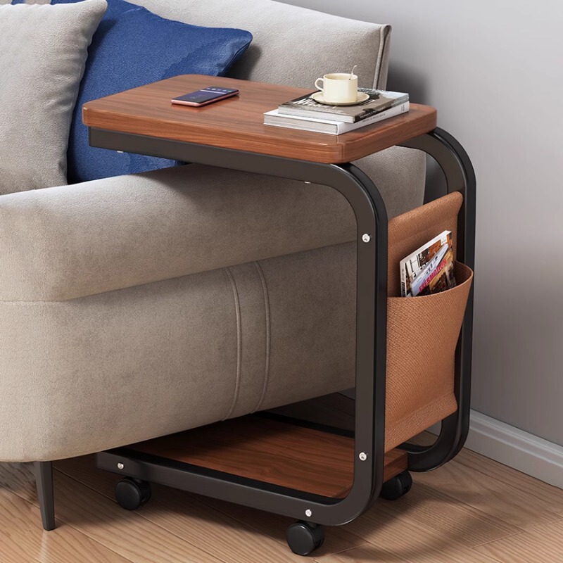 Light Luxury Advanced Side Table Movable Cart Sofa Side Cabinet Simple Modern Living Room Coffee Table Storage Rack Bedside Table
