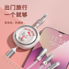 一引き三伸縮ケーブルはアップルのアンドロイド華為TYPE-Cインターフェイスに適用される