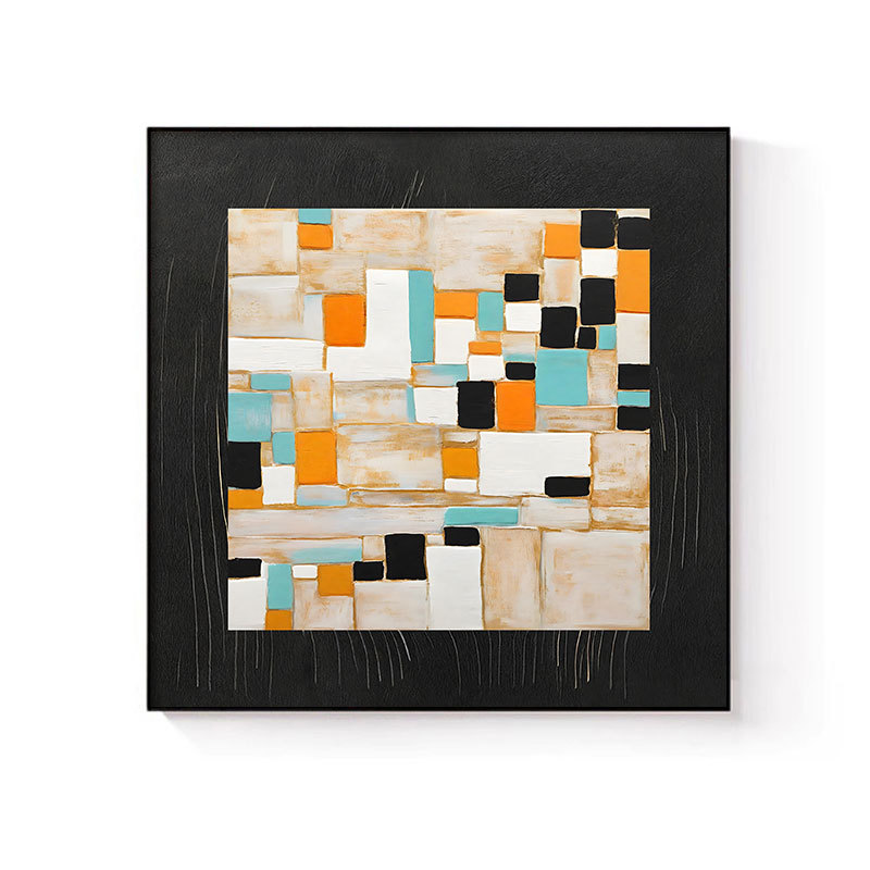 Modern Minimalist Restaurant Decorative Painting Abstract Niche Art Square Living Room Hanging Painting Dining Room Dining Table Background Wall Mural Painting