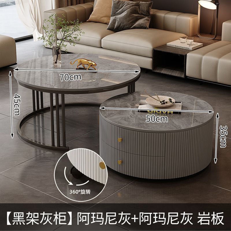 Cream Italia tabla de roca retráctil mesa de té lujosa moderna combinación simple sala de estar pequeña casa mesa redonda