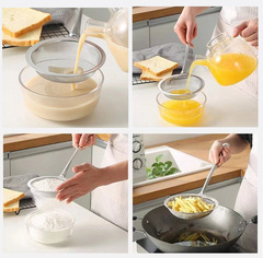 Drain Spoon Stainless Steel Kitchen Tools Ultra Dense Filter Juice Strainer Flour Sieve Scoop Foam Soy Milk Large Drainer 