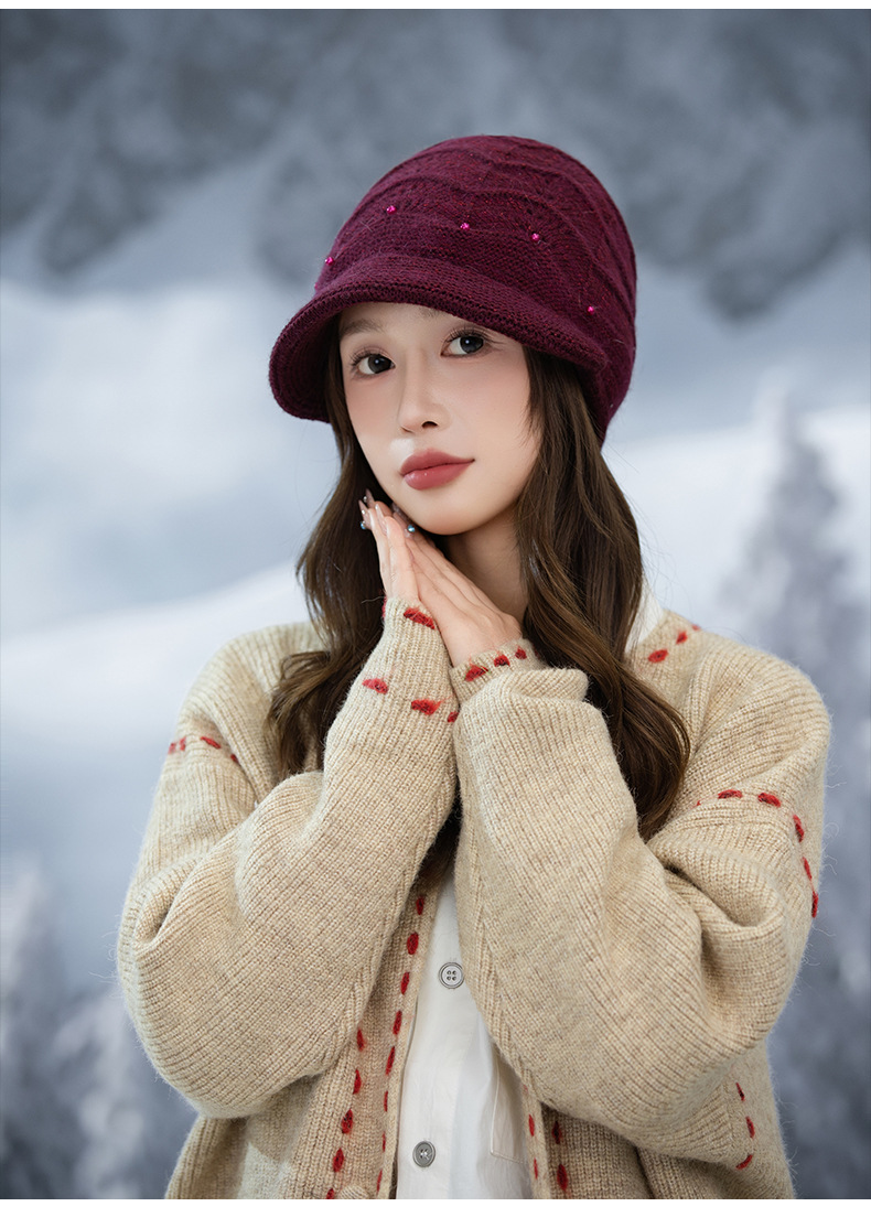 Damen-Bucket-Jacke im koreanischen Stil, vielseitig, perlenbesetzt, dick gestrickt, Herbst-Winter-Mode, lässig, winddicht, warm, hochwertig_voghion.com
