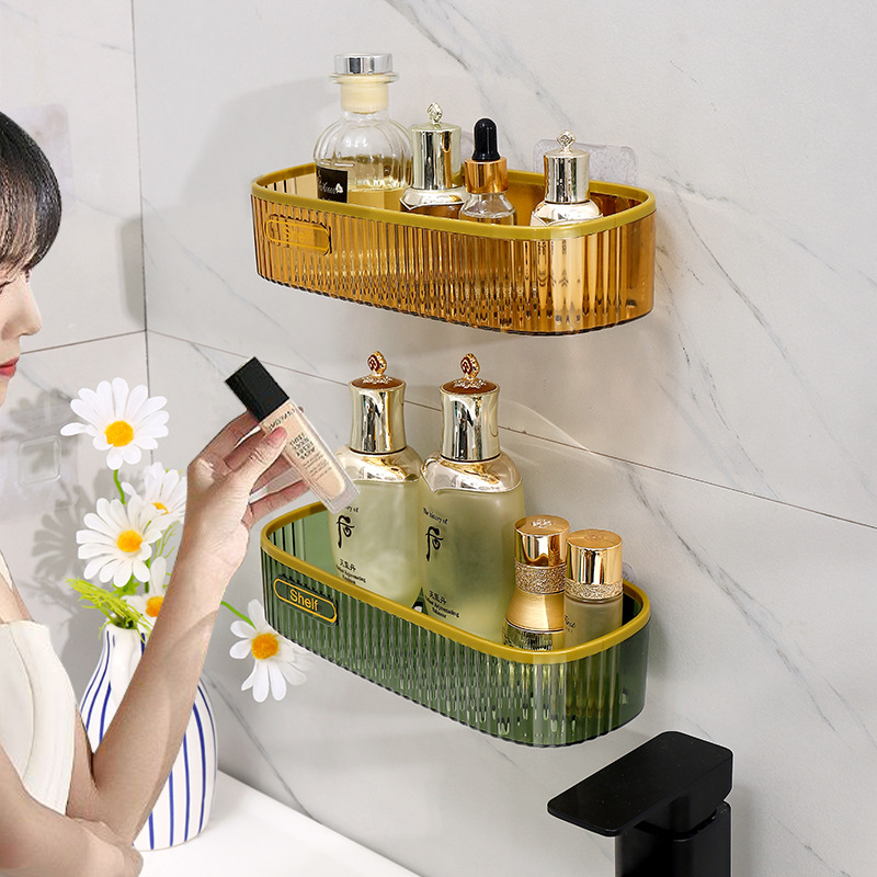Estante de almacenamiento de baño verde oscuro estante de almacenamiento montado en la pared hogar Hotel Punch-free cocina baño inodoro multiusos