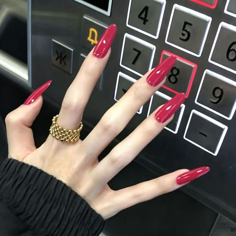 【Berry Red】New Style Pure Handmade Wearable Nails, Solid Color, Elegant and Complexion-Enhancing, High-End Pure Handmade Wearable Nail Pieces