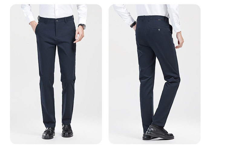 Quần dài nam ống đứng cạp vừa co giãn, chất cotton pha, không cần ủi — Màu xanh hải quân, màu kaki, màu xám, màu đen chi tiết 19