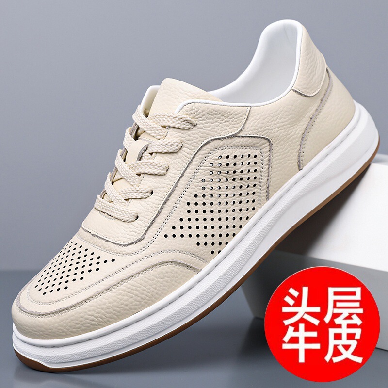 Men's Summer Soft-Soled Travel Shoes, Versatile Sneakers, Sports Casual Hollow Leather Shoes, Men's Wholesale