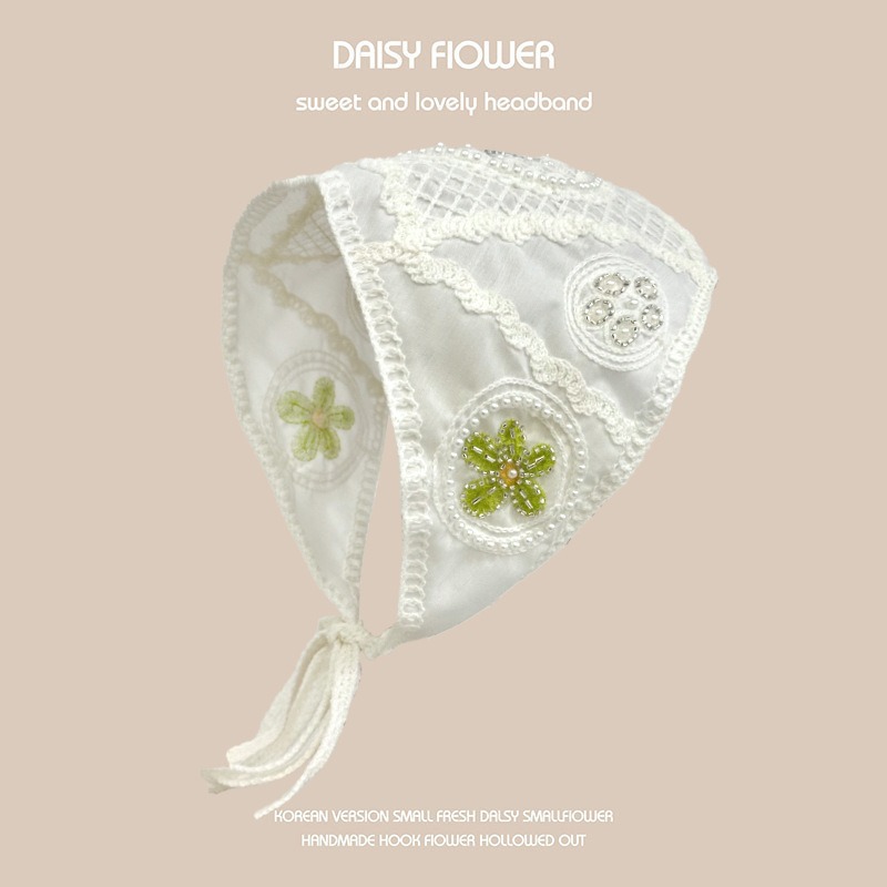 Primavera y Verano en línea Celebrity ins viaje hecho a mano de ganchillo bufanda del triángulo las mujeres lindo dulce banda pelo punto pañuelo sombrero