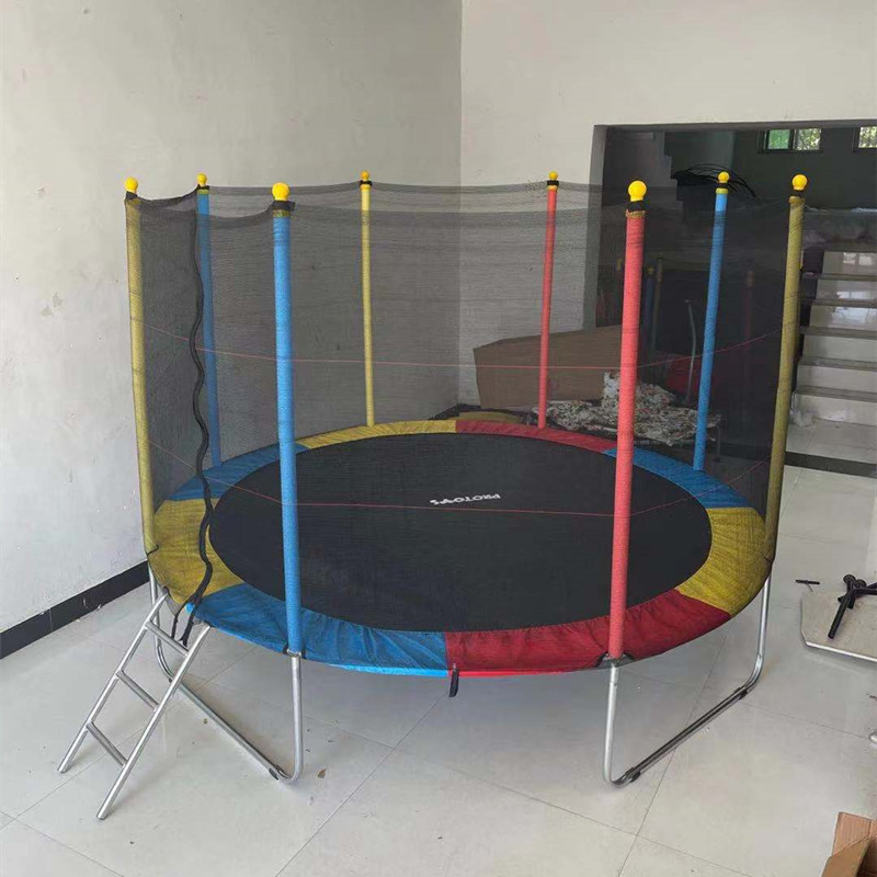 Trampolín 2,44 m para adultos y niños, exterior, con escalera y red de seguridad