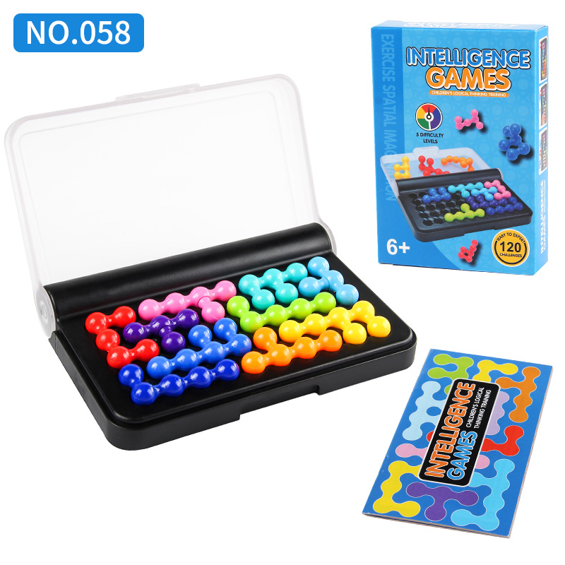 Exportación transfronteriza cerebro entrenamiento de pensamiento lógico juegos de mesa rompecabezas inteligente juegos de bolsillo juguetes de perlas de color