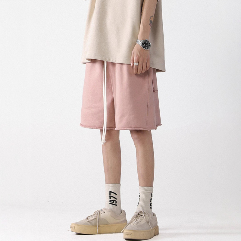 Men's Summer American Retro Trendy Pink Five-Point Shorts Loose Casual Running Sports Pants