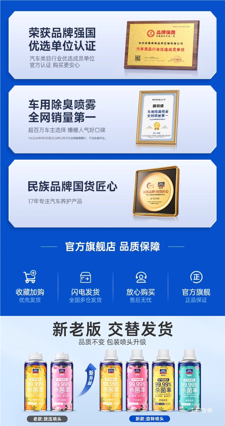 Goodway Car Interior Odor Removal Car Deodorizer Air Freshener Air Conditioning Sterilization Deodorant Odor Removal Spray for Car Use