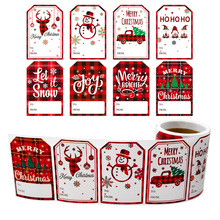 圣诞礼物标签自粘圣诞名称标签水牛格子礼物贴纸标签圣诞节