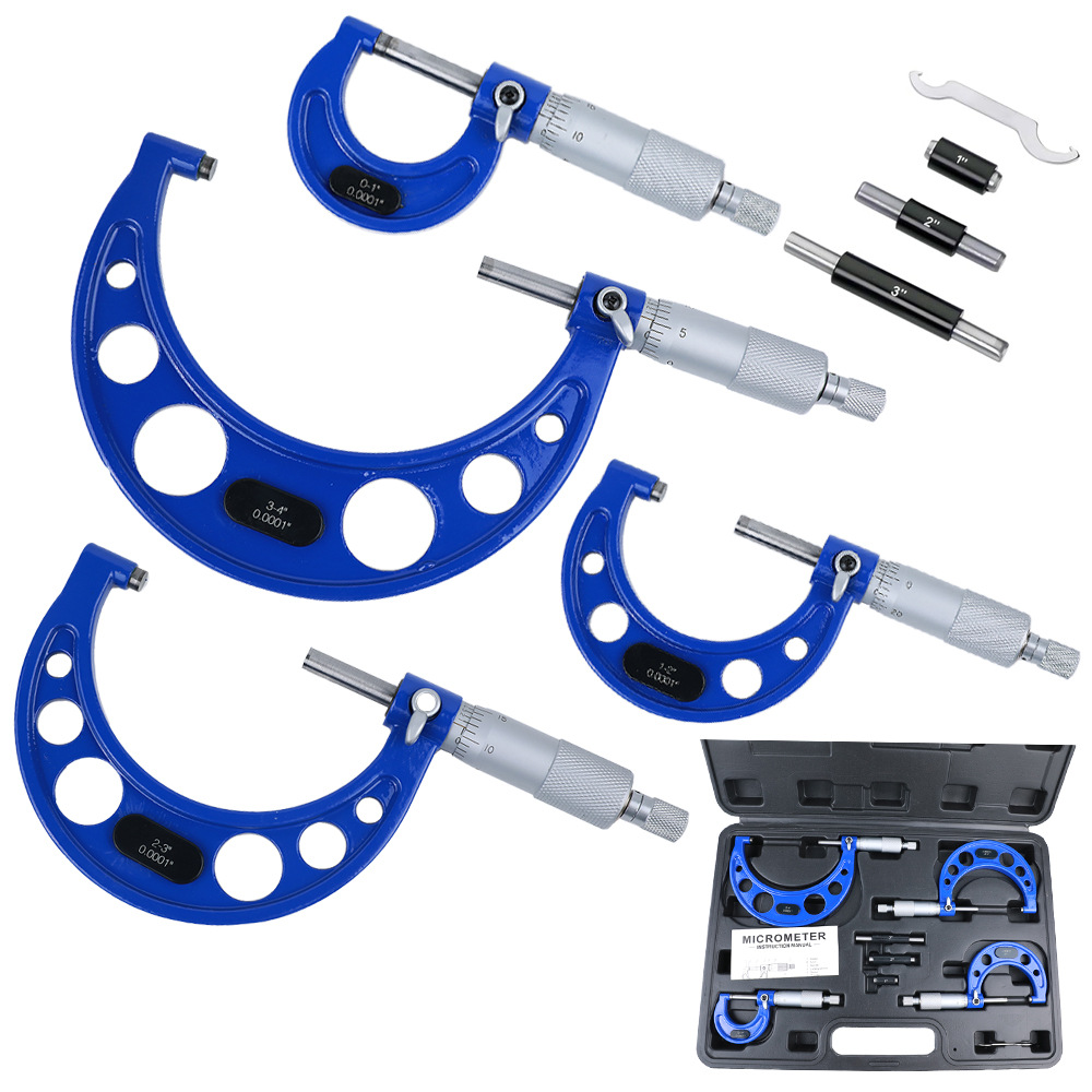 高精度研磨工艺0-4外径千分尺套装英制千分尺四件套螺旋测微器