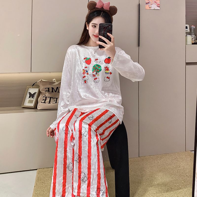 Transfronteriza mayorista kt gato otoño invierno pijama mujer oro veludo nuevo lindo estilo coreano traje de estudiante calentador ropa de hogar