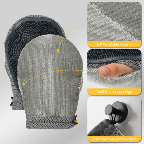 Cat hair remover, cat grooming gloves, double-sided and multi-functional, cat bib replacement, essential for cleaning cat hair