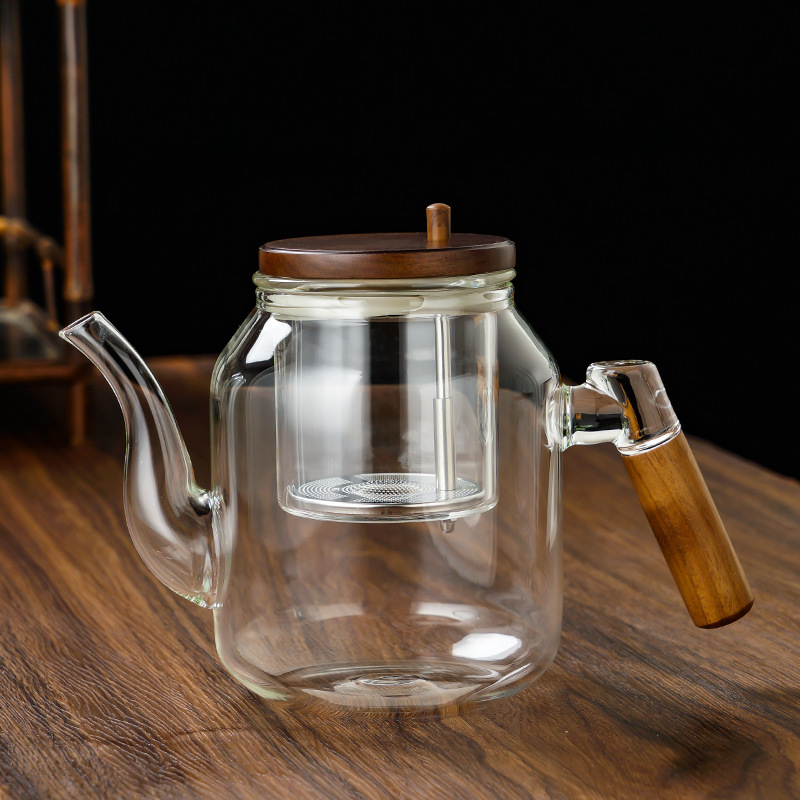 耐热飘逸杯泡茶壶茶水分离2026新款全玻璃内胆加厚胡桃木沏茶杯子