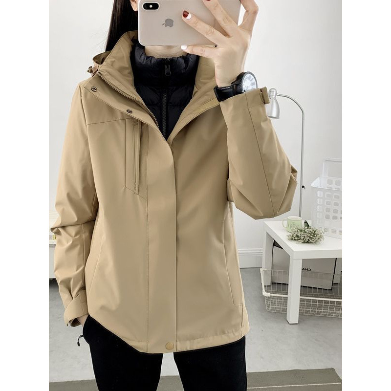 Jacket de asalto para hombres y mujeres otoño y invierno 2023 nuevo estilo al aire libre 3 en 1 desmontable plumón escondido marca de marea a prueba de viento impermeable image 2