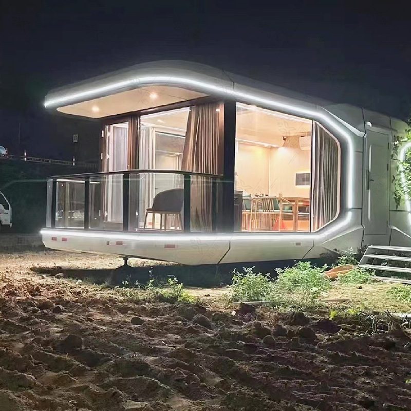 Anti-corrosión camping Villa de aluminio-placa de plástico a prueba de humedad futuro cabina casa estable y durable Internet celebridad Punch-en el espacio cápsula fabricante