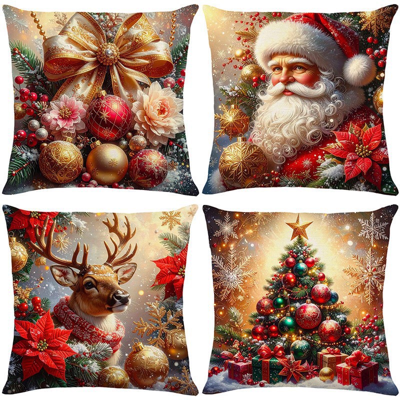 Navidad encontrada explosión abrazo funda de almohada festivales conejo alce decoración sofá atmósfera sensación de lino funda de cojín al por mayor image 20