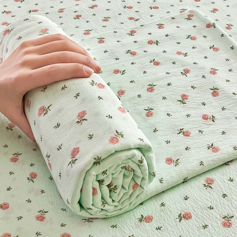 Sábanas de gasa de doble capa de una sola pieza nueva, sábana para dormir desnuda, juego de tres piezas, cama doble de celebridades de Internet, cama kang, sin correr, sin resbalar