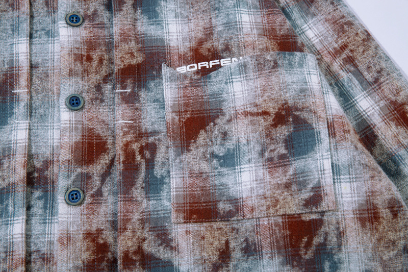 Herrenbekleidung Street Vintage Tie-Dye Plaid Loose Shirt Trendy Brandneues Jugend Casual All-Match-Shirt_voghion.com