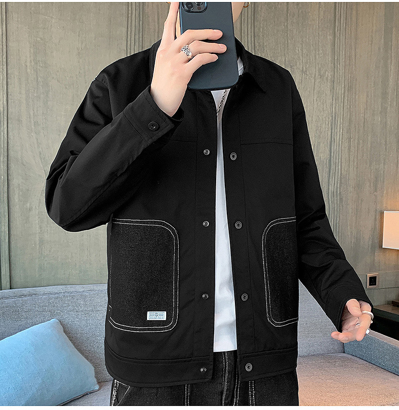 Stagione primaverile e autunnale 2024 Nuove giacche con colletto ribaltabile Top slim fit edizione coreana per tendenza cappotto sottile casual da uomo_voghion.com