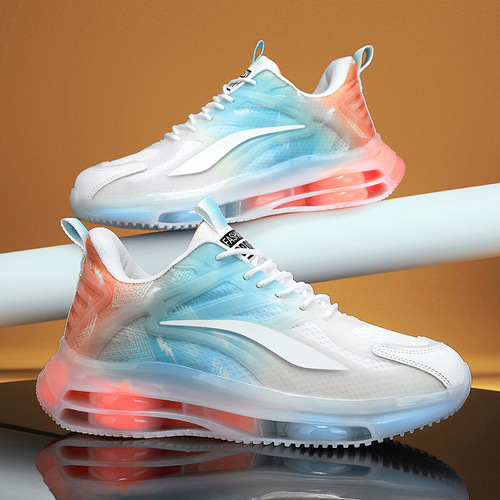 Cross-border large size Korean fashion running men's gradient couple's sports shoes lightweight breathable mesh casual dad shoes