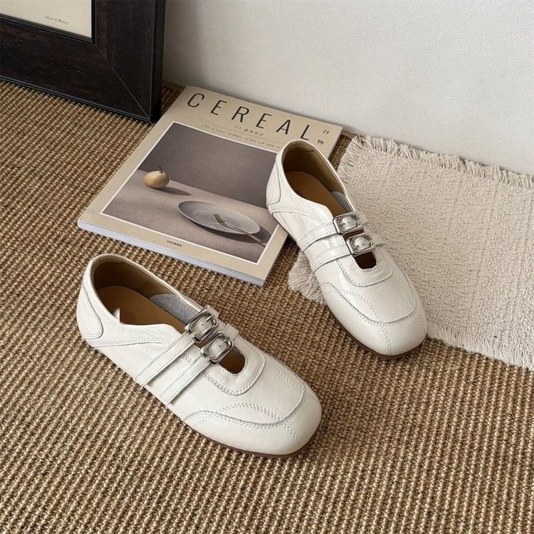 Zapatos Retro franceses de mujer 2026 nuevo velcro primavera-verano casual zapatos de aire extranjero zapatos de cuero