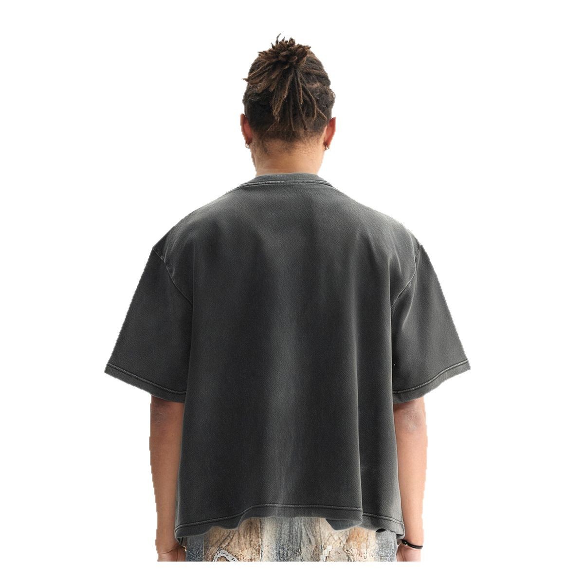 ETAI Hombre| Marca de marea retro de la calle de marea hombre impresión corta camiseta ancha de alta calidad lavado con agua pesada algodón de manga corta image 6