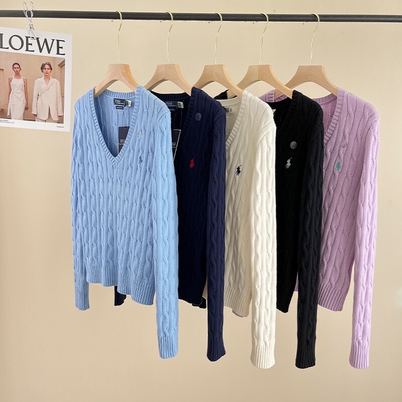 Marauf Lauren Women's Classic Versatile Simple and Stylish V-Neck Cable-Knit Fine Wool Long-Sleeve Sweater Marauf Lauren Women's Classic Versatile Simple and Stylish V-Neck Cable-Knit Fine Wool Long-Sleeve Sweater