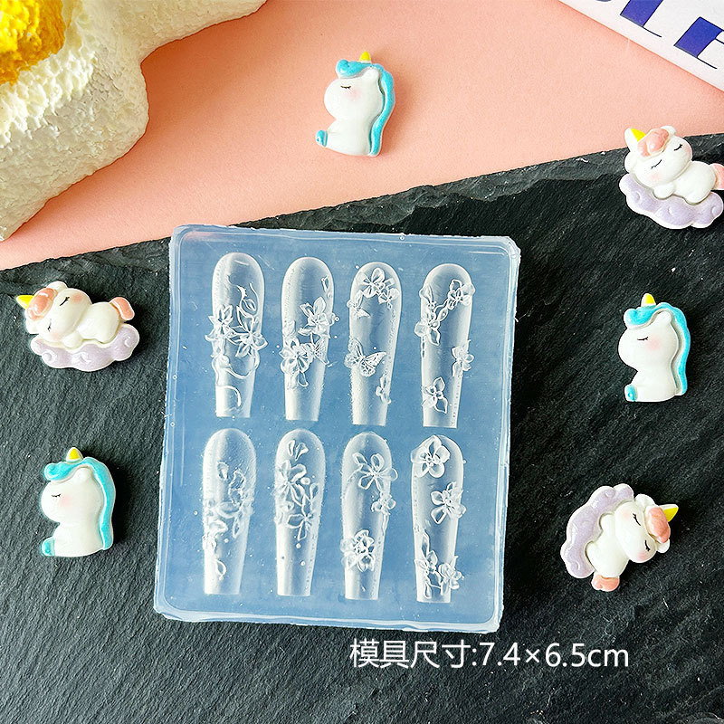 Molde de manicura amor arco en relieve flor ornamentos molde abrasivo alta permeabilidad estereoscópica DIY decoración molde de silicona