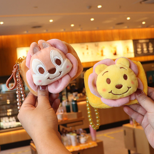 New cute pearl chain candy color coin purse ID card bag school bag pendant flower animal head student wallet