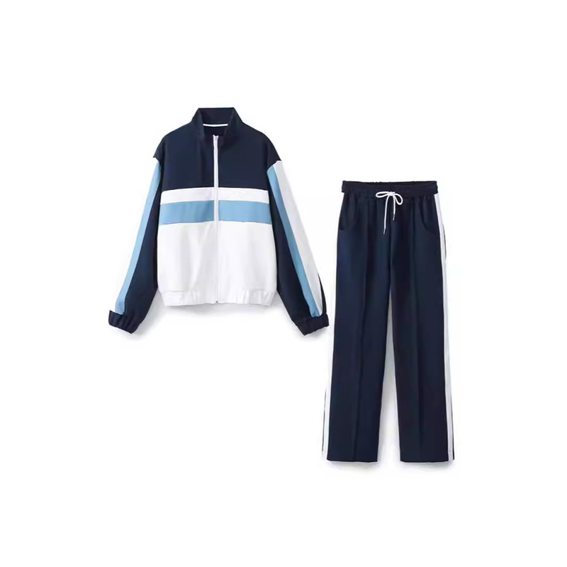 Foreign Trade 2026 Spring New Style Bomber Jacket with Side Stripe Decoration and Jogger Pants Set with Side Stripe Decoration