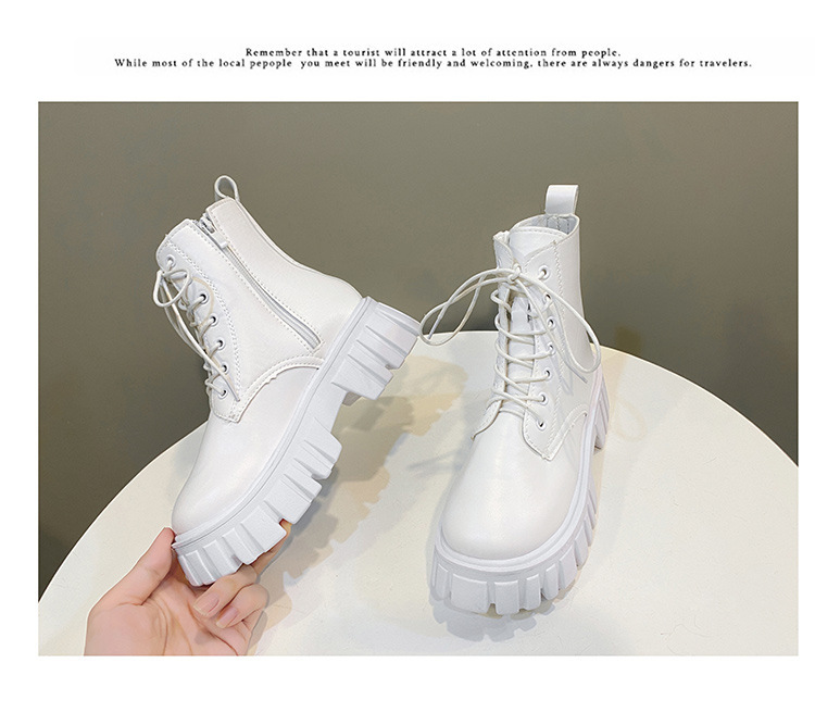 Dam korta cowboyboots höst vinter med snörning tjock sula mode_voghion.com