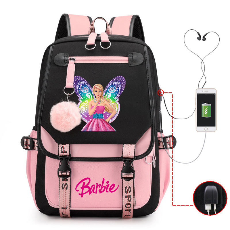Cross-Border Children's Schoolbag with Butterfly Wings and Barbie Princess Theme, Primary School Students' Burden-Reducing and Spine-Protecting Backpack for Primary and Secondary School Students Cross-Border Children's Schoolbag with Butterfly Wings and Barbie Princess Theme, Primary School Students' Burden-Reducing and Spine-Protecting Backpack for Primary and Secondary School Students