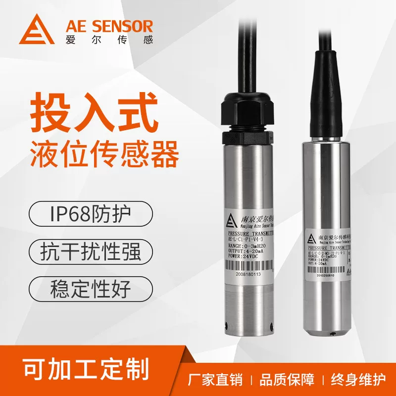 Irly AE-L input-type liquid level transmitter 4-20MA static pressure hydraulic tank stainless steel water tank liquid level probe