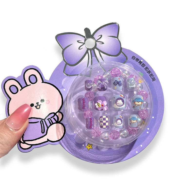 Pegatinas de uñas para niños con pulsera de cuentas parche de uñas falso bebé autoadhesivo estilo ins pegatinas de uñas de dibujos animados