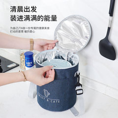 Cylindrical thermal lunch box bag, large aluminum foil insulated bag, hand-held round bento bag for takeout, office lunch bag, insulated meal bag