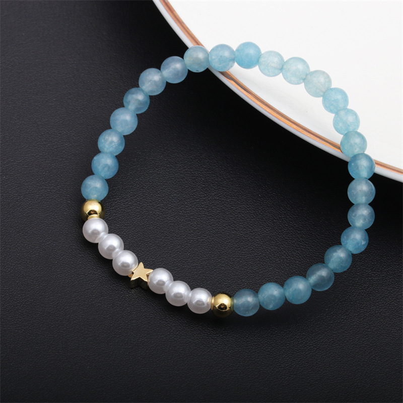 Europa y América transfronteriza 6mm rosa cristal pulsera de cuentas de cobre Cruz amor imitación perla pulsera de cuentas