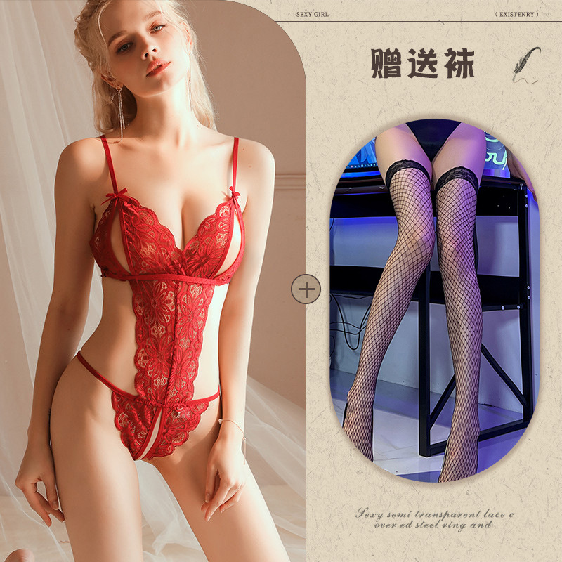 레드 + 블랙 망사 스타킹